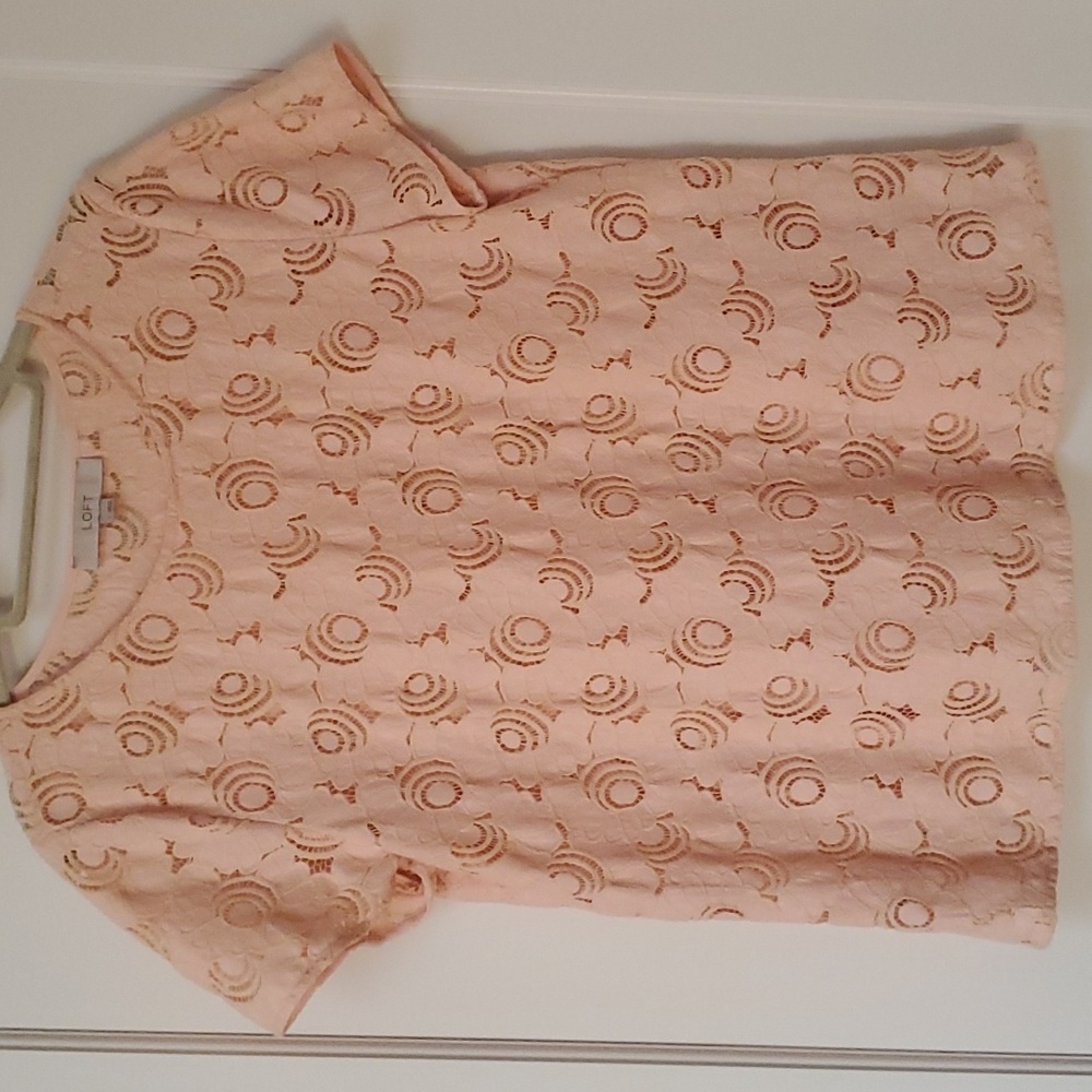 LOFT Crochet/Lace Short-Sleeved Blouse